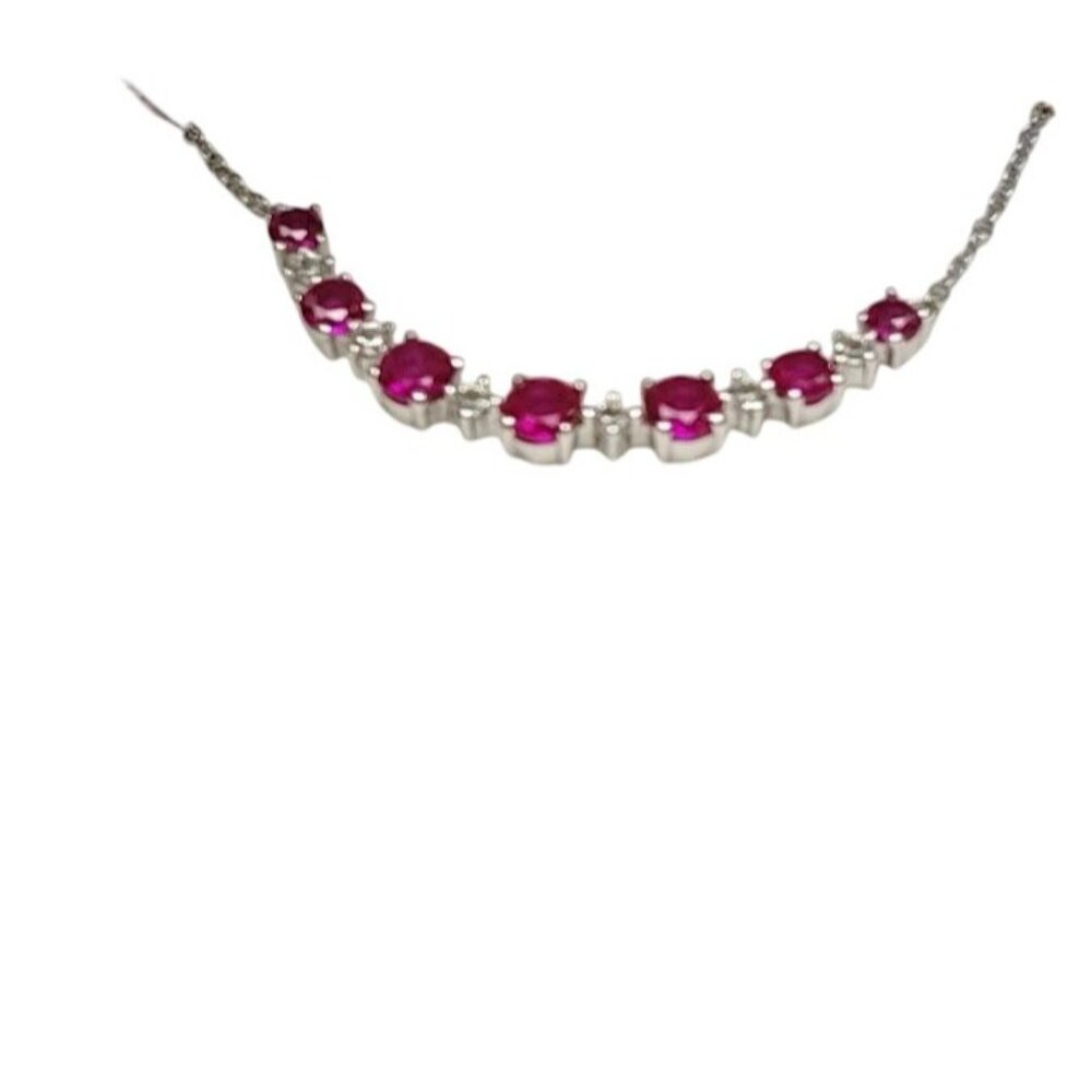Gemstone Brilliance Created Ruby and White Sapphire Sterling Silver Necklace